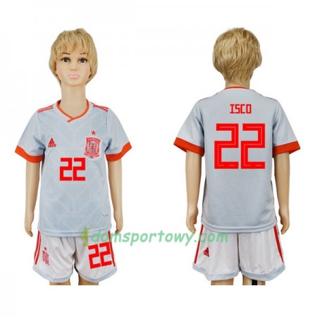 Koszulka Hiszpania Isco 22 Dziecięcy Wyjazdowe Koszulki Piłkarskie Mistrzostwa Świata 2018